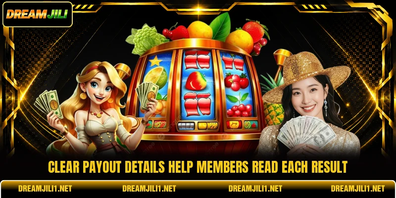Clear payout details help members read each result Clear payout details help members read each result