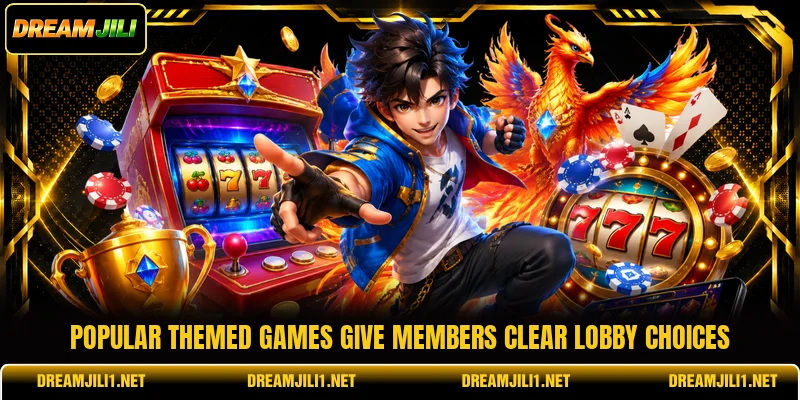Popular themed games give members clear lobby choices Popular themed games give members clear lobby choices