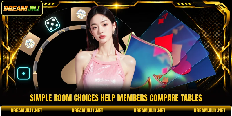 Simple room choices help members compare tables Simple room choices help members compare tables